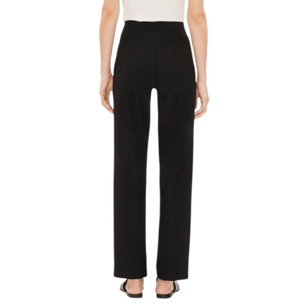 Eileen Fisher Stretch Crepe Straight Pant SIZE M Black Washable Full Length USA - Picture 9 of 9